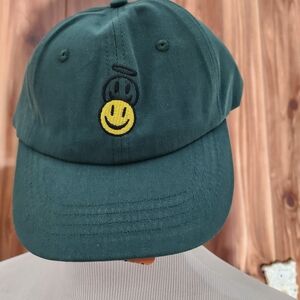 Green Kids Cap with Smiley Face